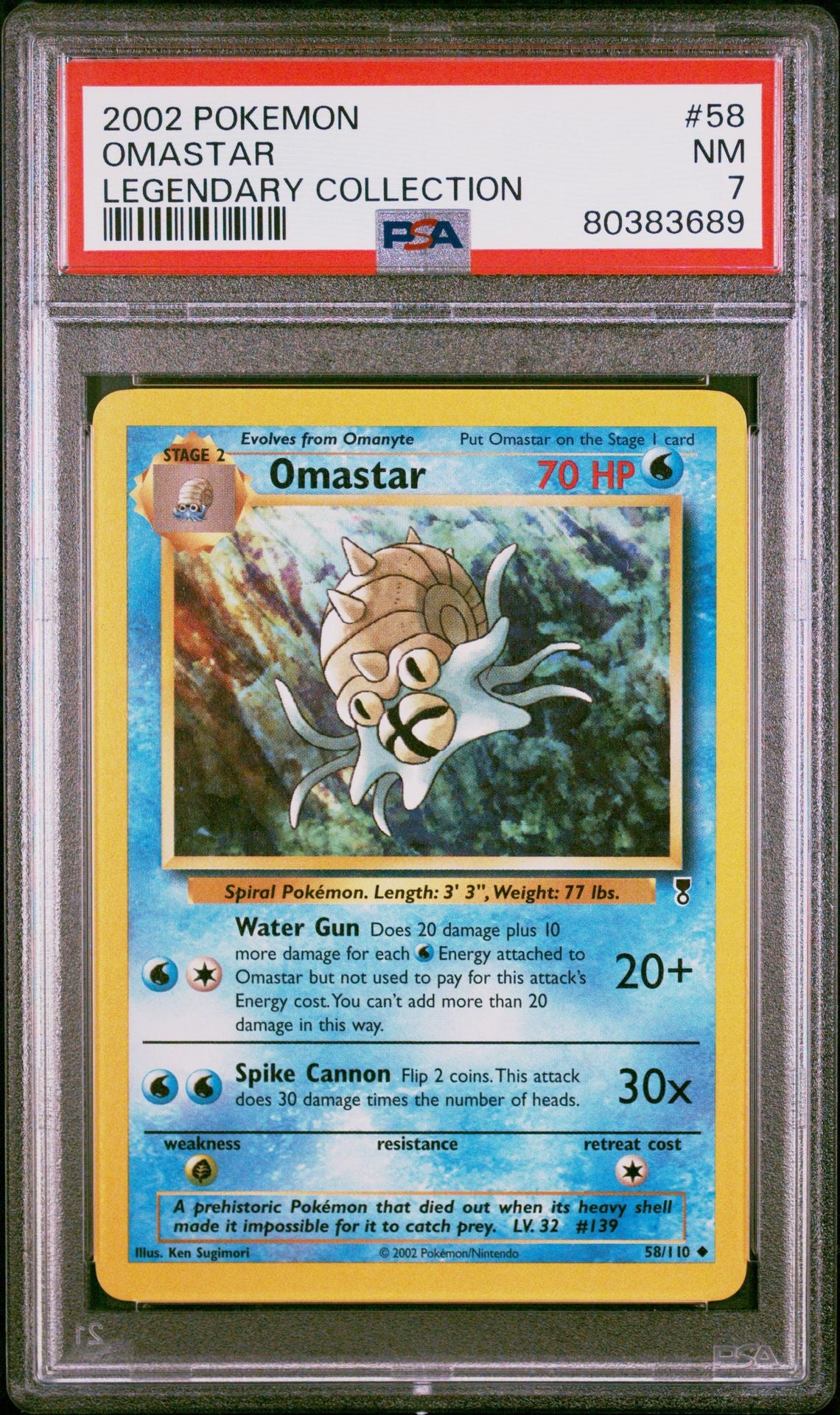 2002 POKEMON LEGENDARY COLLECTION #58 OMASTAR - PSA 7 NEAR MINT