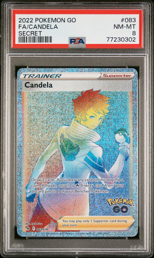 2022 POKEMON GO 083 FULL ART/CANDELA SECRET - PSA 8 NEAR MINT-MINT