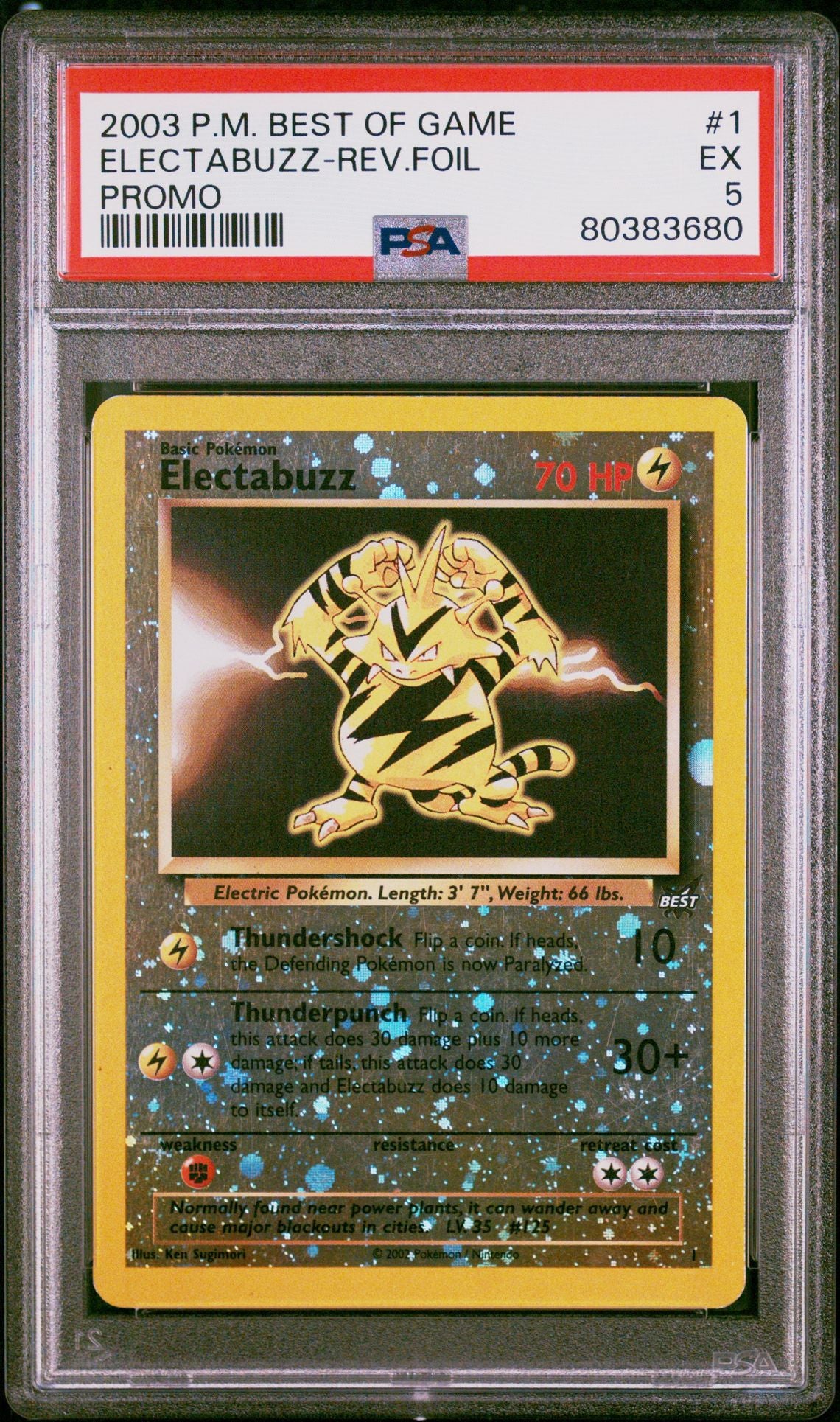 2003 POKEMON BEST OF GAME PROMO #1 ELECTABUZZ-REVERSE FOIL - PSA 5 EXCELLENT