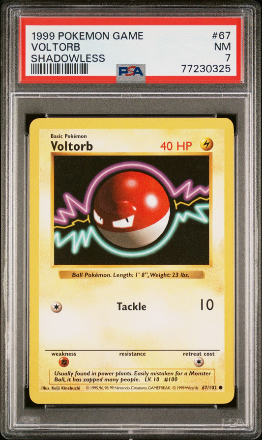 1999 POKEMON GAME #67 VOLTORB SHADOWLESS - PSA 7 NEAR MINT