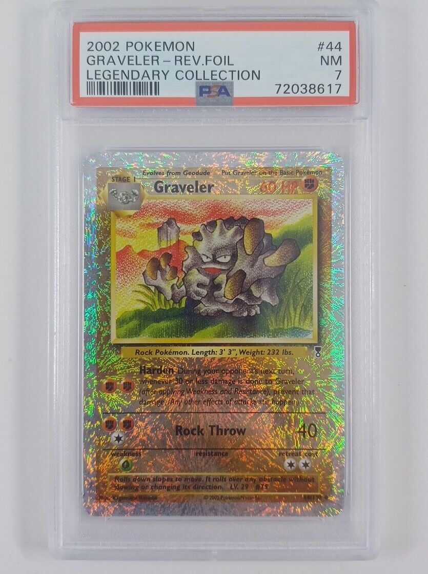 2002 POKEMON LEGENDARY COLLECTION REVERSE FOIL GRAVELER #44 - PSA 7 NEAR MINT