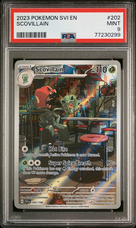 2023 POKEMON SVI EN-SCARLET & VIOLET #202 SCOVILLAIN ILLUSTRATION RARE - PSA 9 MINT