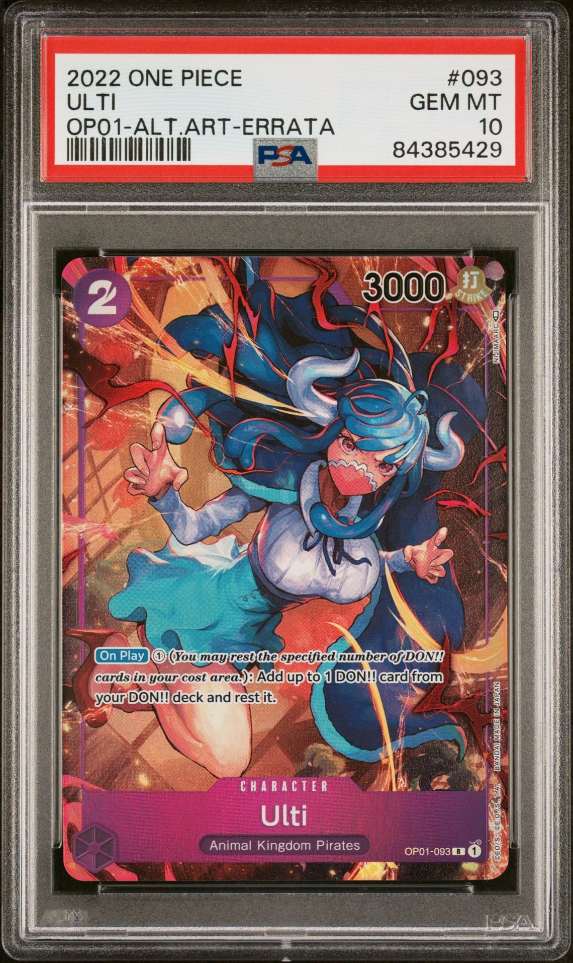 2022 ONE PIECE ROMANCE DAWN 093 ULTI ALTERNATE ART-ERRATA - PSA 10 GEM MINT