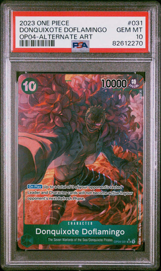 2023 ONE PIECE KINGDOMS OF INTRIGUE #031 DONQUIXOTE DOFLAMINGO ALTERNATE ART - PSA 10 GEM MINT