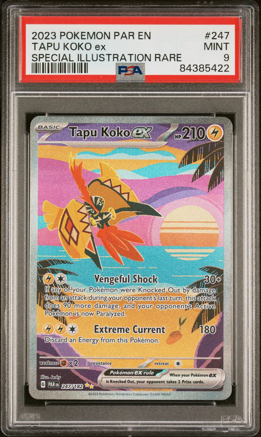 2023 POKEMON PARADOX RIFT 247 TAPU KOKO EX SPECIAL ILLUSTRATION RARE - PSA 9 MINT