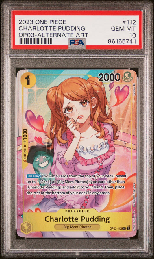 2023 ONE PIECE PILLARS OF STRENGTH #112 CHARLOTTE PUDDING ALTERNATE ART - PSA 10 GEM MINT