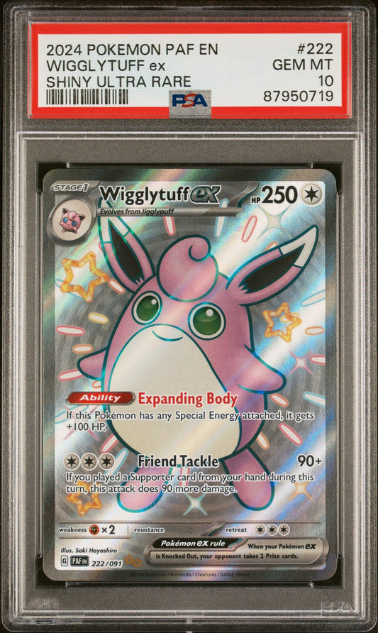 2024 POKEMON PALDEAN FATES 222 WIGGLYTUFF EX SHINY ULTRA RARE - PSA 10 GEM MINT