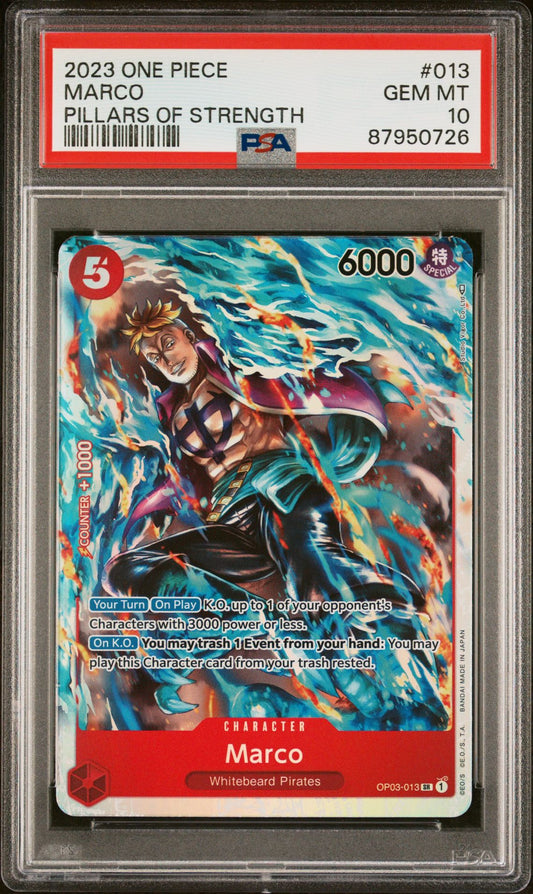 2023 ONE PIECE PILLARS OF STRENGTH #013 MARCO - PSA 10 GEM MINT