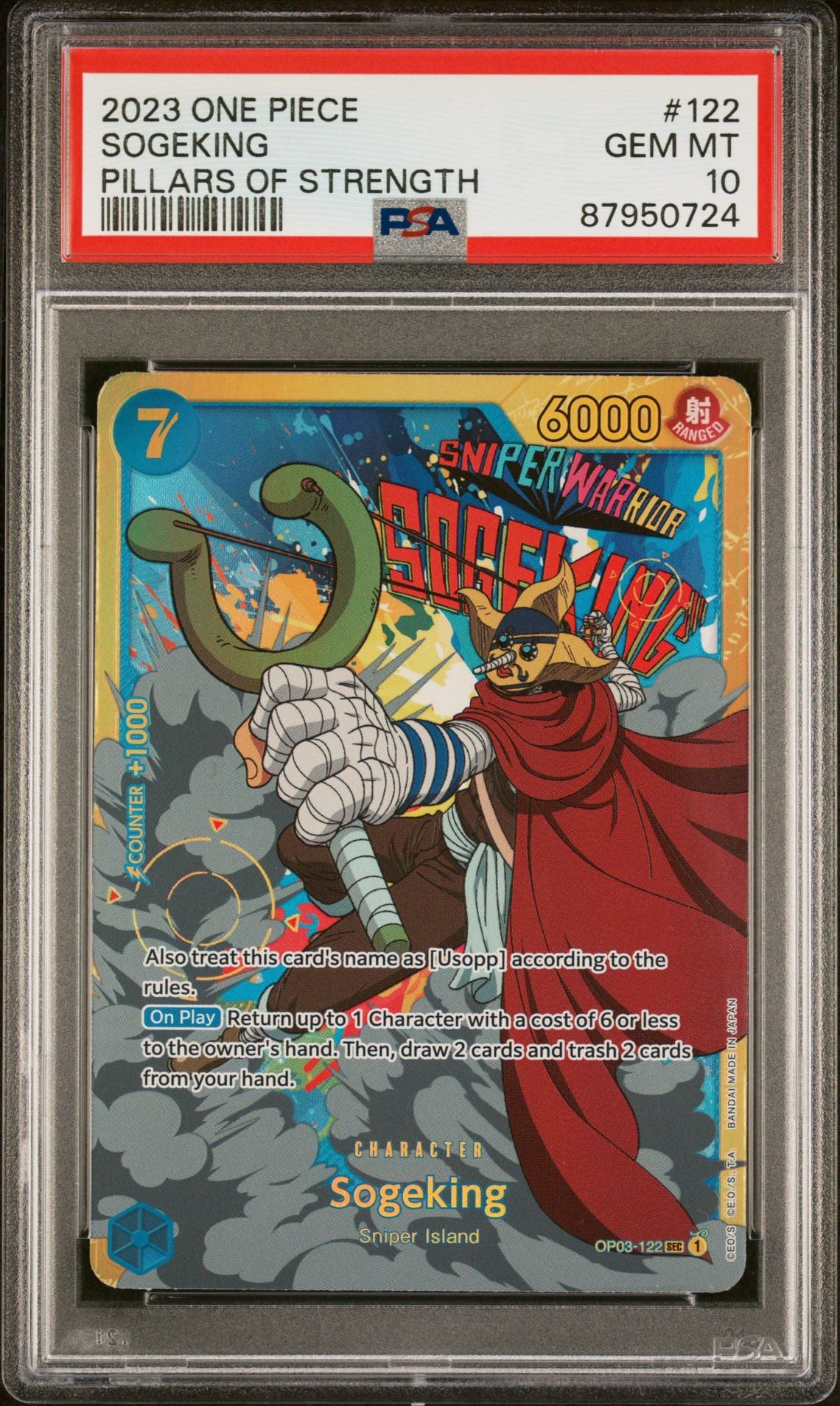 2023 ONE PIECE PILLARS OF STRENGTH #122 SOGEKING - PSA 10 GEM MINT