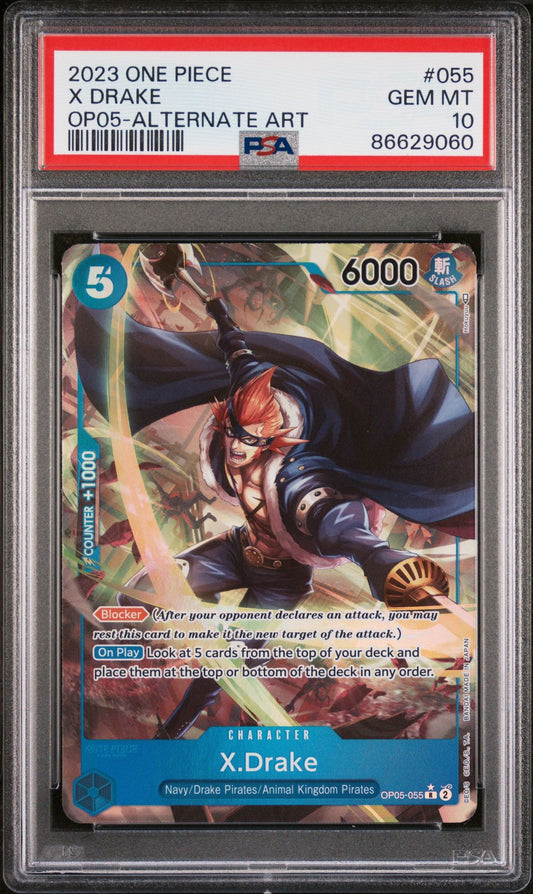 2023 ONE PIECE AWAKENING OF THE NEW ERA #055 X DRAKE ALTERNATE ART - PSA 10 GEM MINT