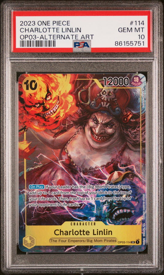 2023 ONE PIECE PILLARS OF STRENGTH #114 CHARLOTTE LINLIN ALTERNATE ART - PSA 10 GEM MINT