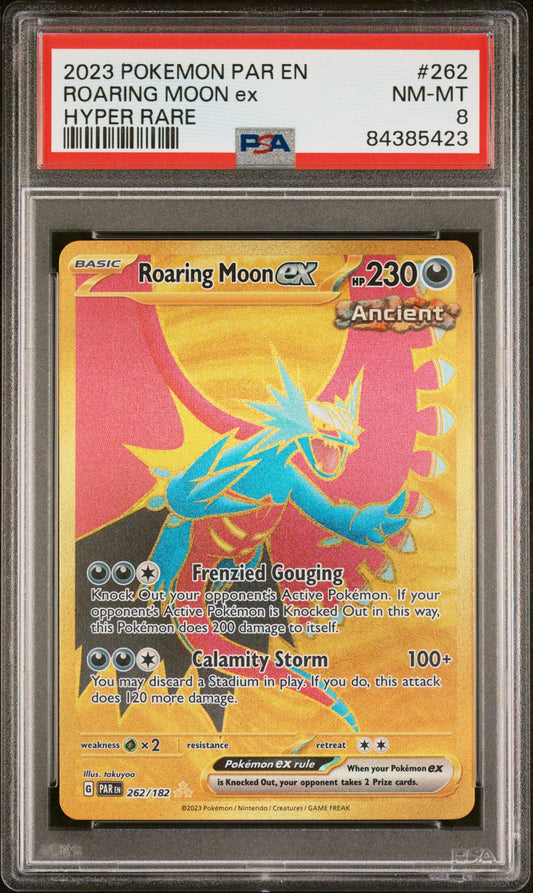 2023 POKEMON PARADOX RIFT 262 ROARING MOON EX HYPER RARE - PSA 8 NM-MT