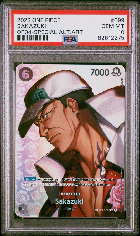 2023 ONE PIECE KINGDOMS OF INTRIGUE #099 SAKAZUKI SPECIAL ALTERNATE ART - PSA 10 GEM MINT