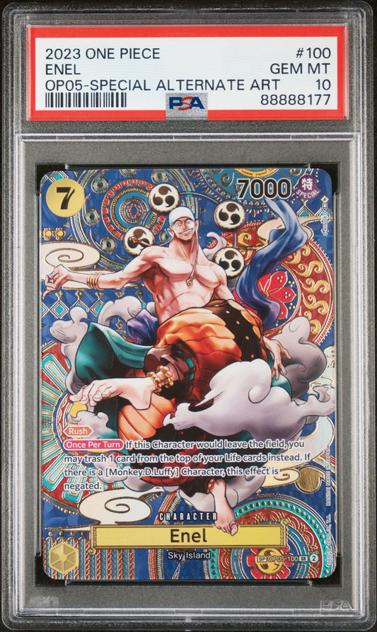 2023 ONE PIECE AWAKENING OF THE NEW ERA #100 ENEL SPECIAL ALTERNATE ART - PSA 10 GEM MINT