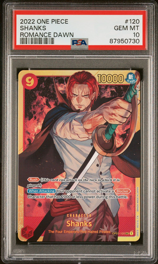 2022 ONE PIECE ROMANCE DAWN #120 SHANKS - PSA 10 GEM MINT