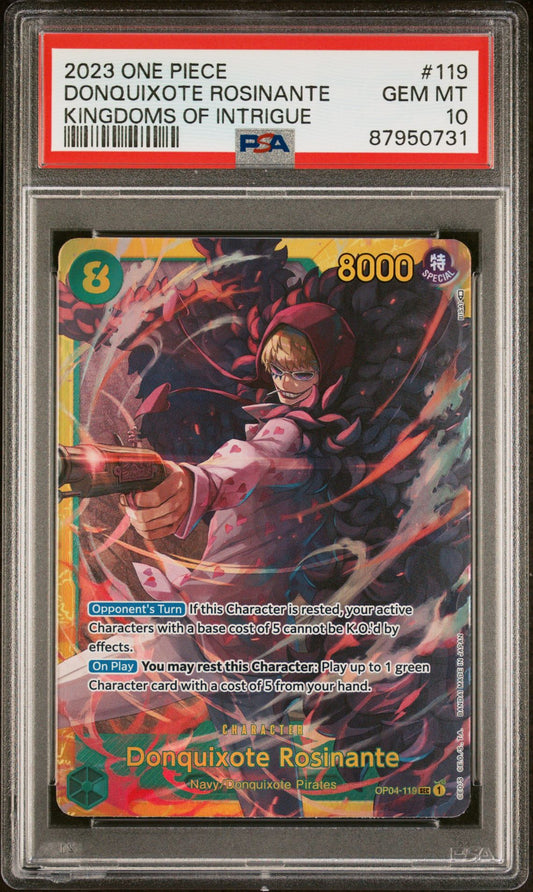 2023 ONE PIECE KINGDOMS OF INTRIGUE #119 DONQUIXOTE ROSINANTE - PSA 10 GEM MINT