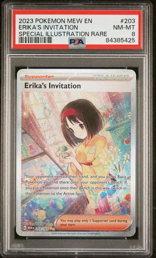 2023 POKEMON 151 #203 ERIKA'S INVITATION SPECIAL ILLUSTRATION RARE - PSA 8 NM-MT