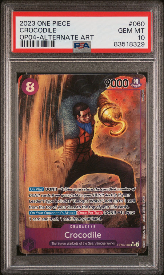 2023 ONE PIECE KINGDOMS OF INTRIGUE #060 CROCODILE ALTERNATE ART - PSA 10 GEM MINT