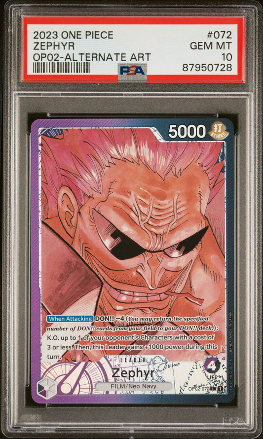 2023 ONE PIECE PARAMOUNT WAR #072 ZEPHYR ALTERNATE ART - PSA 10 GEM MINT