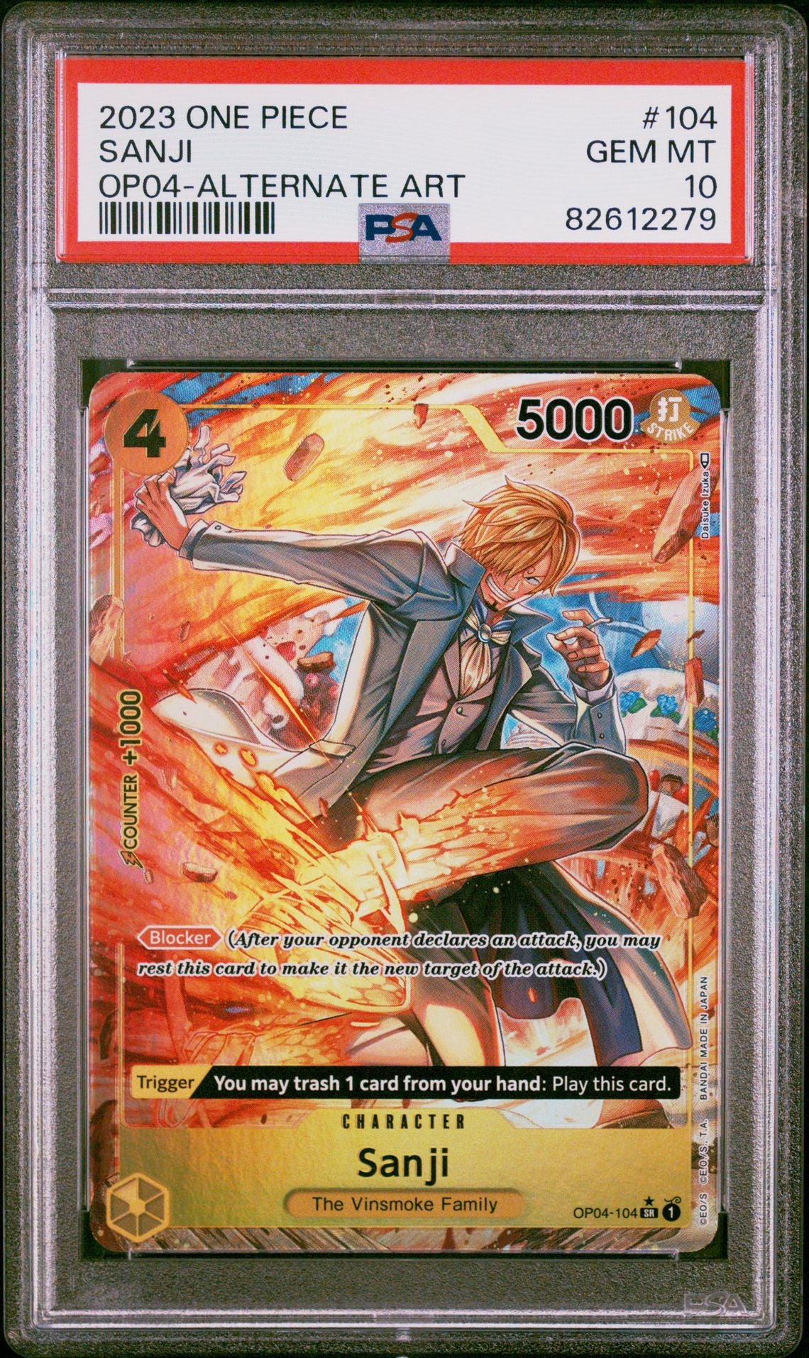 2023 ONE PIECE KINGDOMS OF INTRIGUE #104 SANJI ALTERNATE ART - PSA 10 GEM MINT