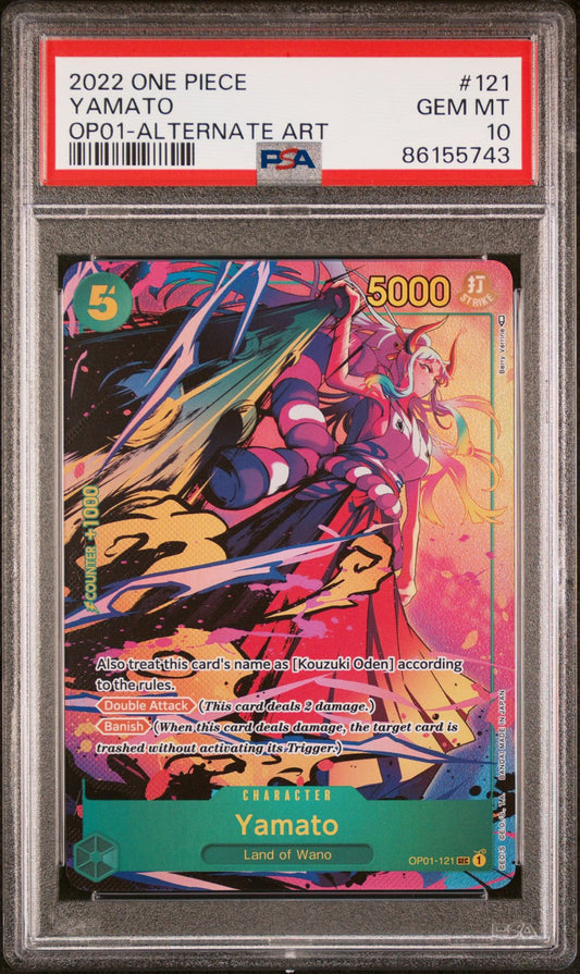 2022 ONE PIECE ROMANCE DAWN #121 YAMATO ALTERNATE ART - PSA 10 GEM MINT