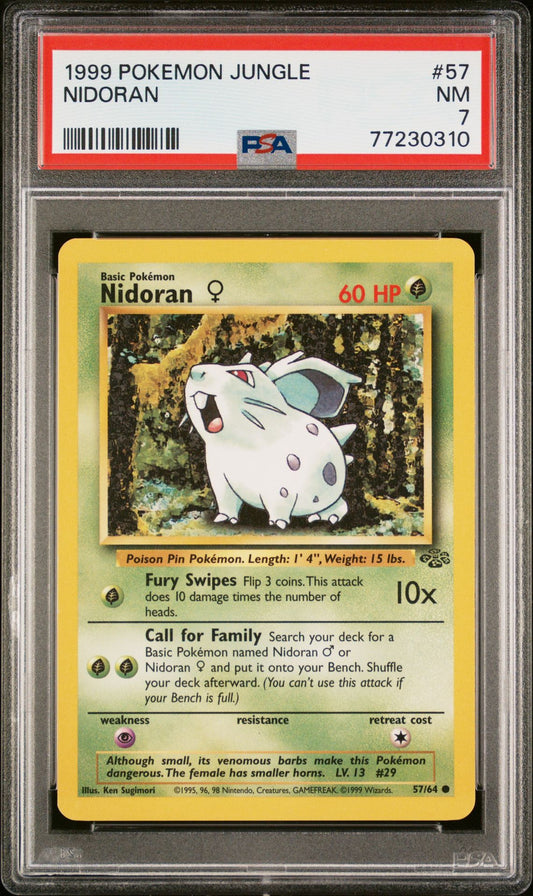 1999 POKEMON JUNGLE #57 NIDORAN - PSA 7 NEAR MINT