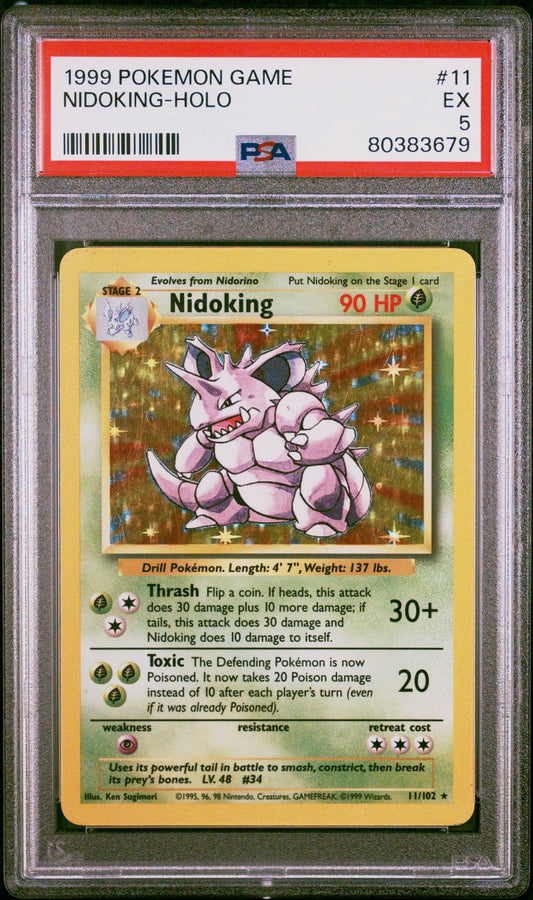 1999 POKEMON GAME 11 NIDOKING-HOLO - PSA 5 EXCELLENT