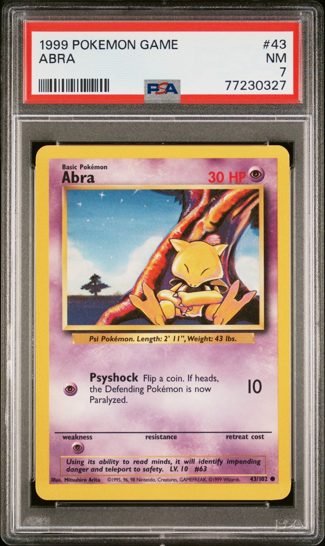 1999 POKEMON GAME #43 ABRA - PSA 7 NEAR MINT