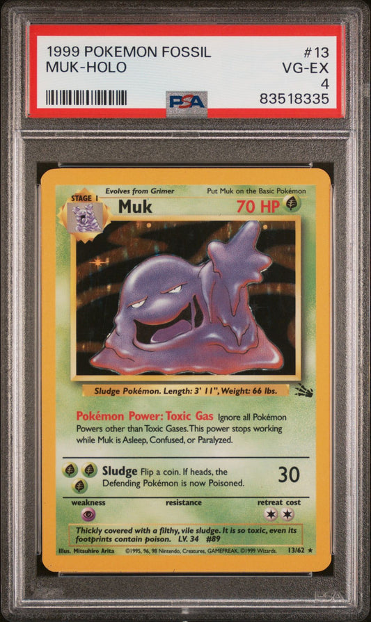 1999 POKEMON FOSSIL 13 MUK-HOLO - PSA 4 VERY GOOD-EXCELLENT